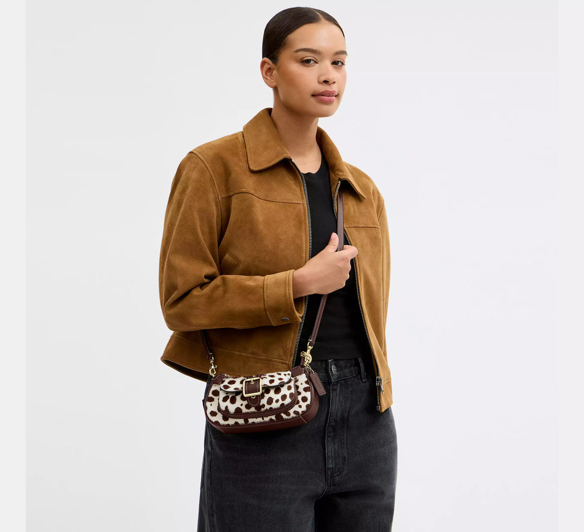 Coach Ashton Mini Shoulder Bag In Haircalf  -  Im/Dark Brown Chalk