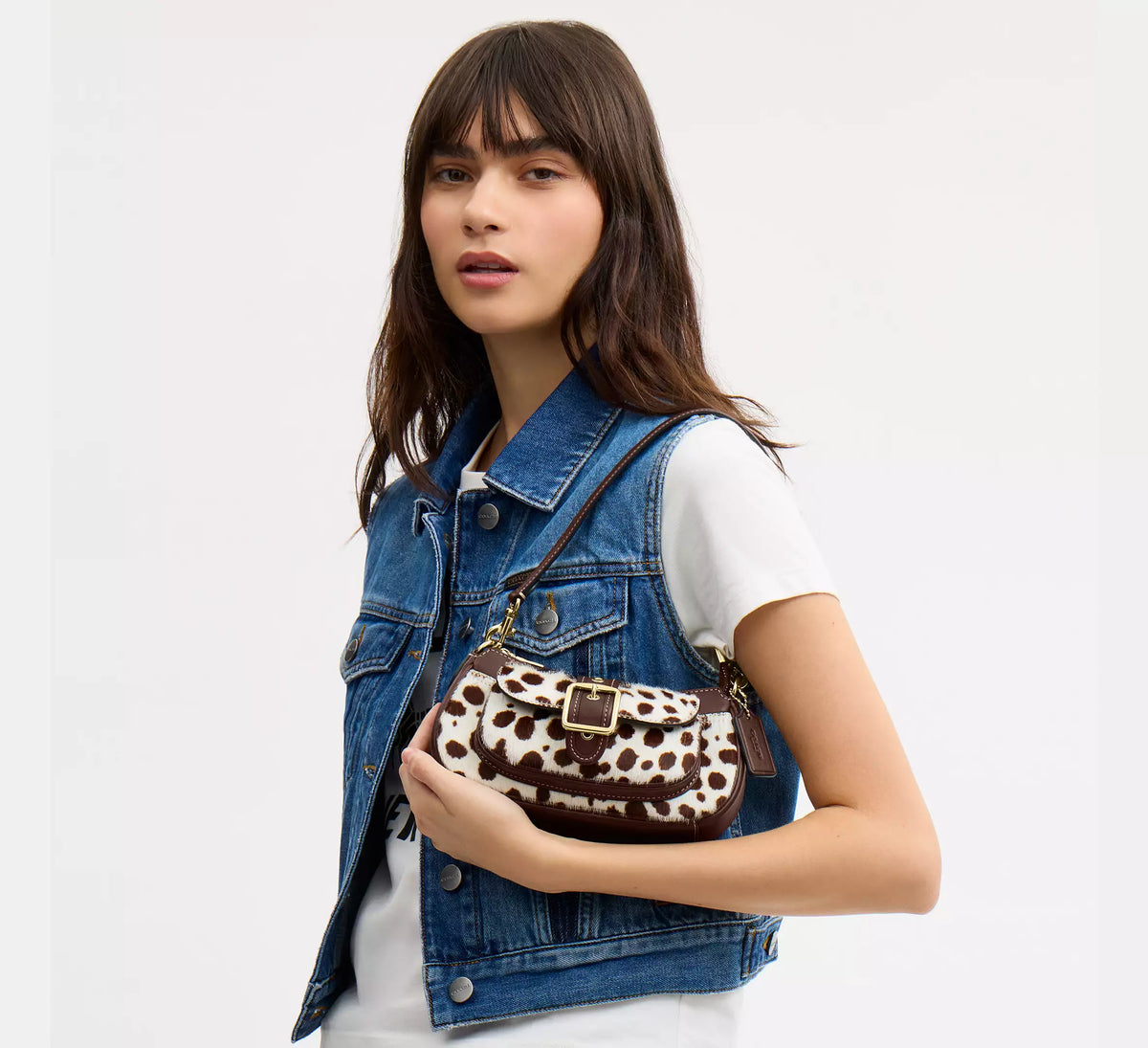 Coach Ashton Mini Shoulder Bag In Haircalf  -  Im/Dark Brown Chalk