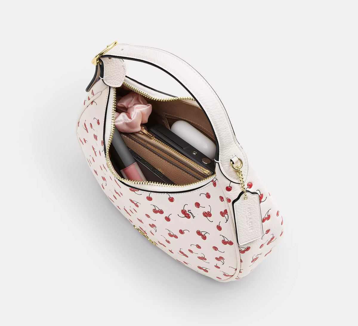 Coach Emily Shoulder Bag With Cherry Print -  Gold/Chalk Multi