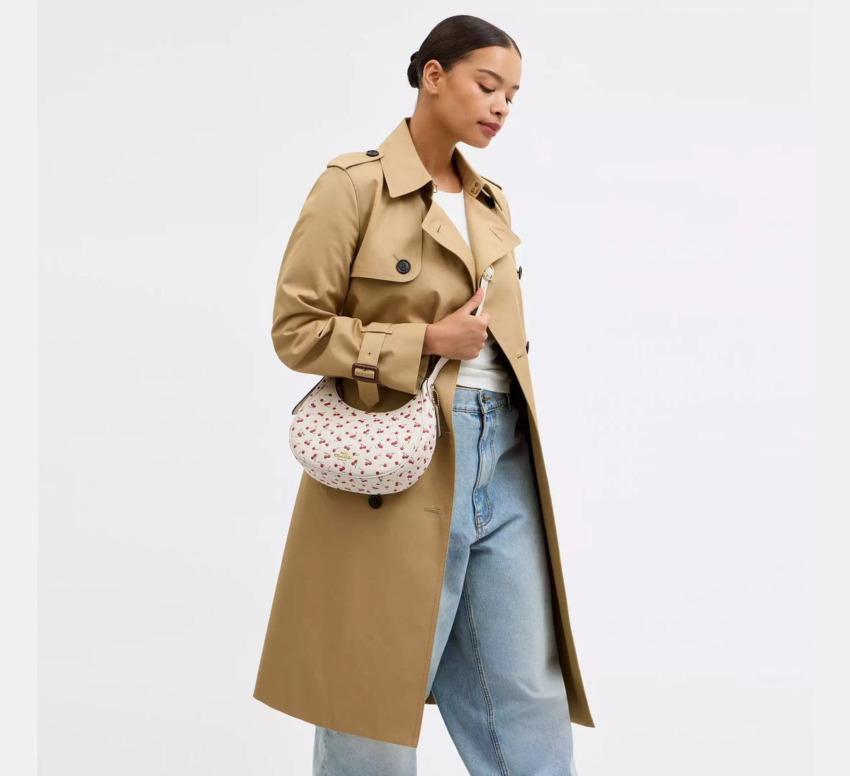 Coach Emily Shoulder Bag With Cherry Print -  Gold/Chalk Multi