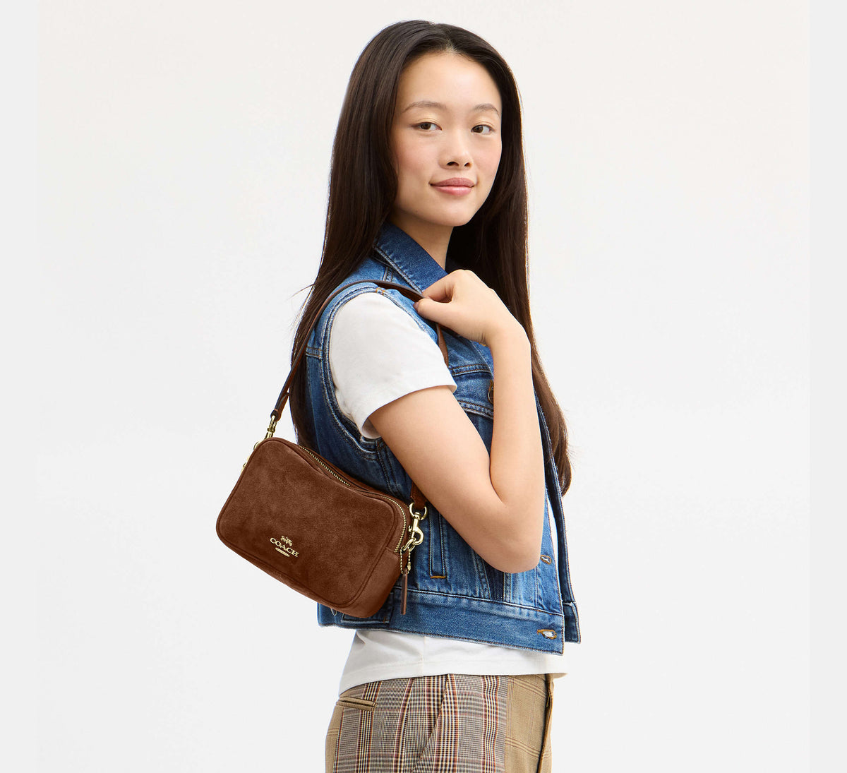 Coach Mini Carey Crossbody Bag  -  Gold/Warm Brown