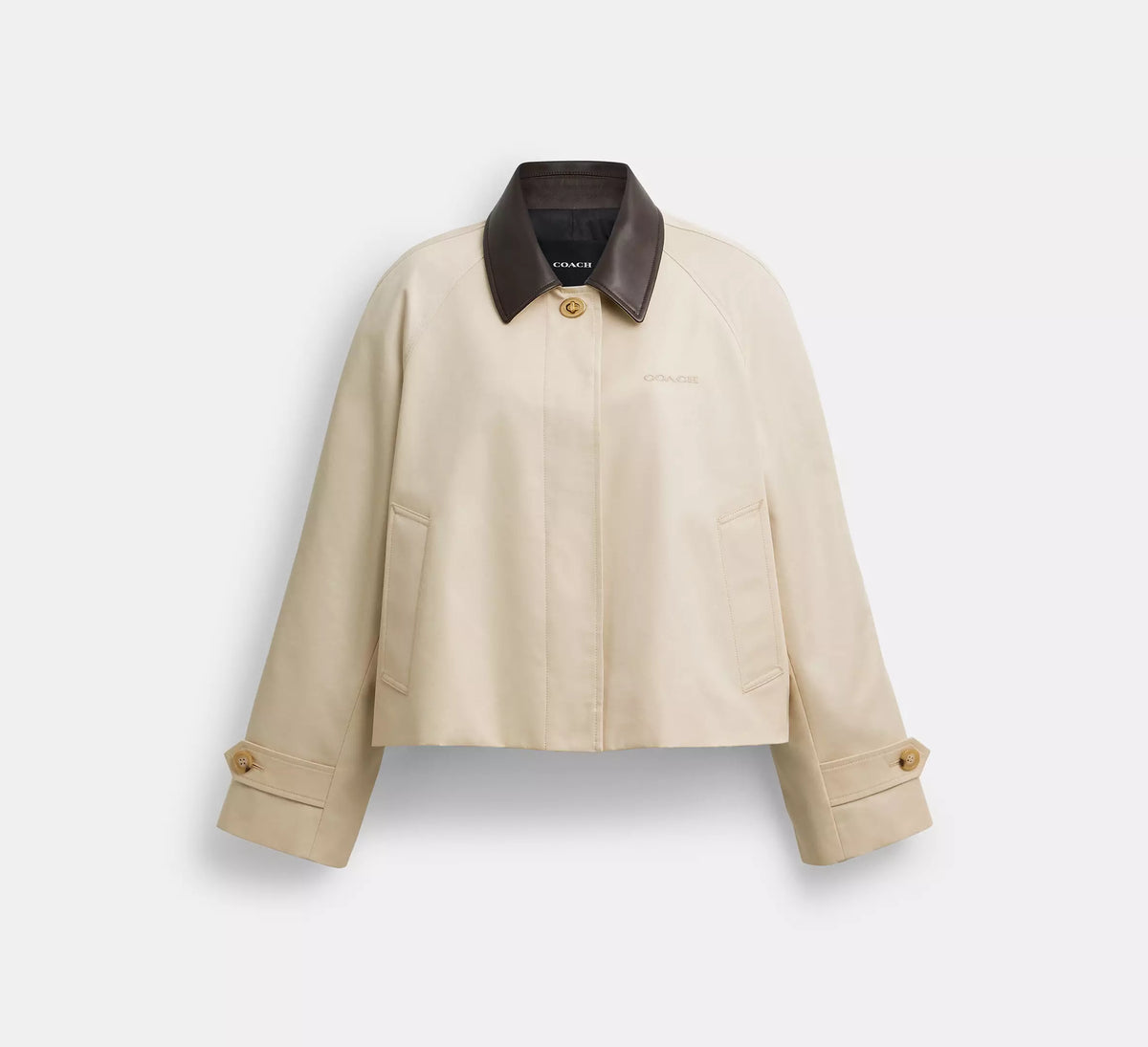 Coach Swing Trench Coat With Leather Collar  - Driftwood
