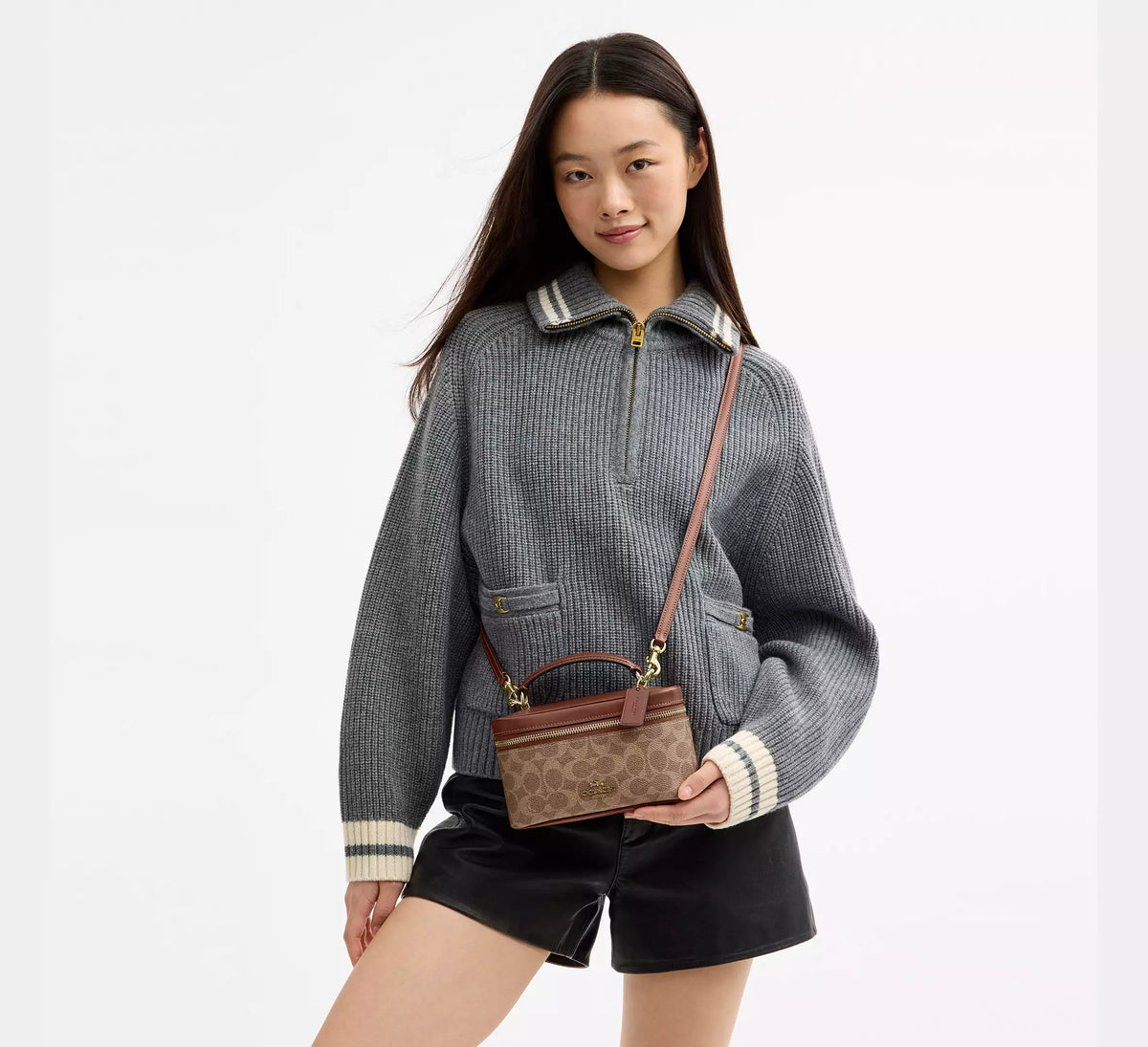 Coach Rainer Crossbody Bag 18 In Signature  -  Gold/Tan/Brown