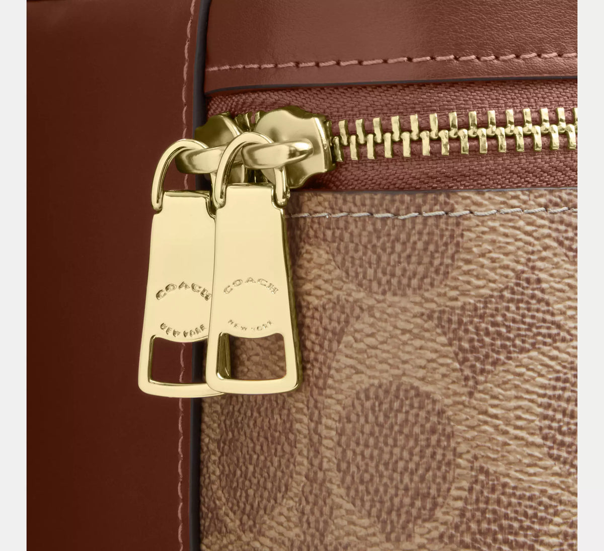 Coach Rainer Crossbody Bag 18 In Signature  -  Gold/Tan/Brown