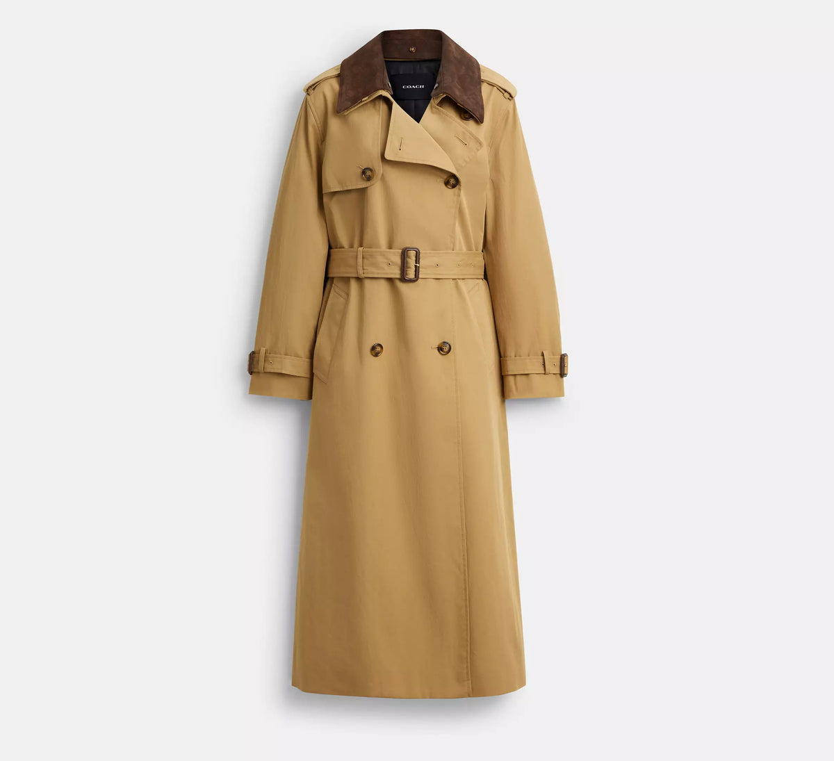 Coach Relaxed Trench With Suede Collar  -  Khaki