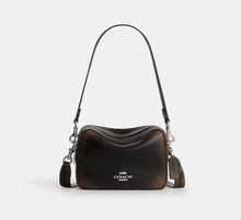 Coach Mini Carey Crossbody Bag In Loved Leather  -  Silver/Black Brown