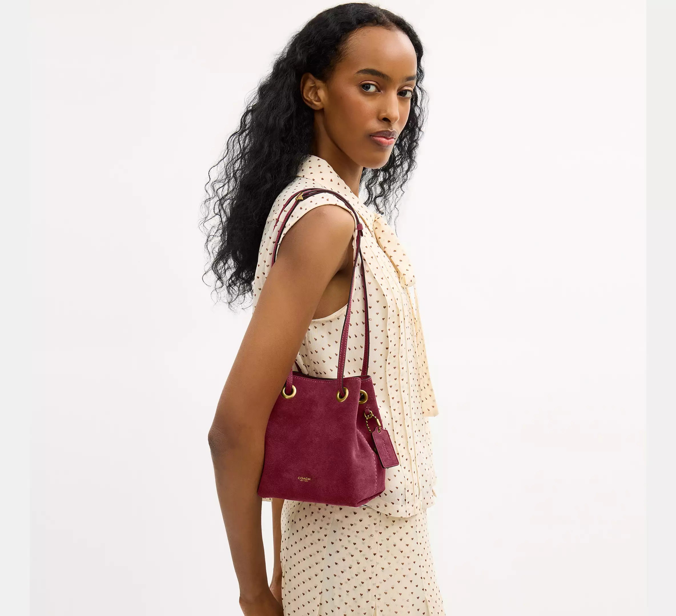 Coach Jade Drawstring Bag - Brass/Dark Fuchsia