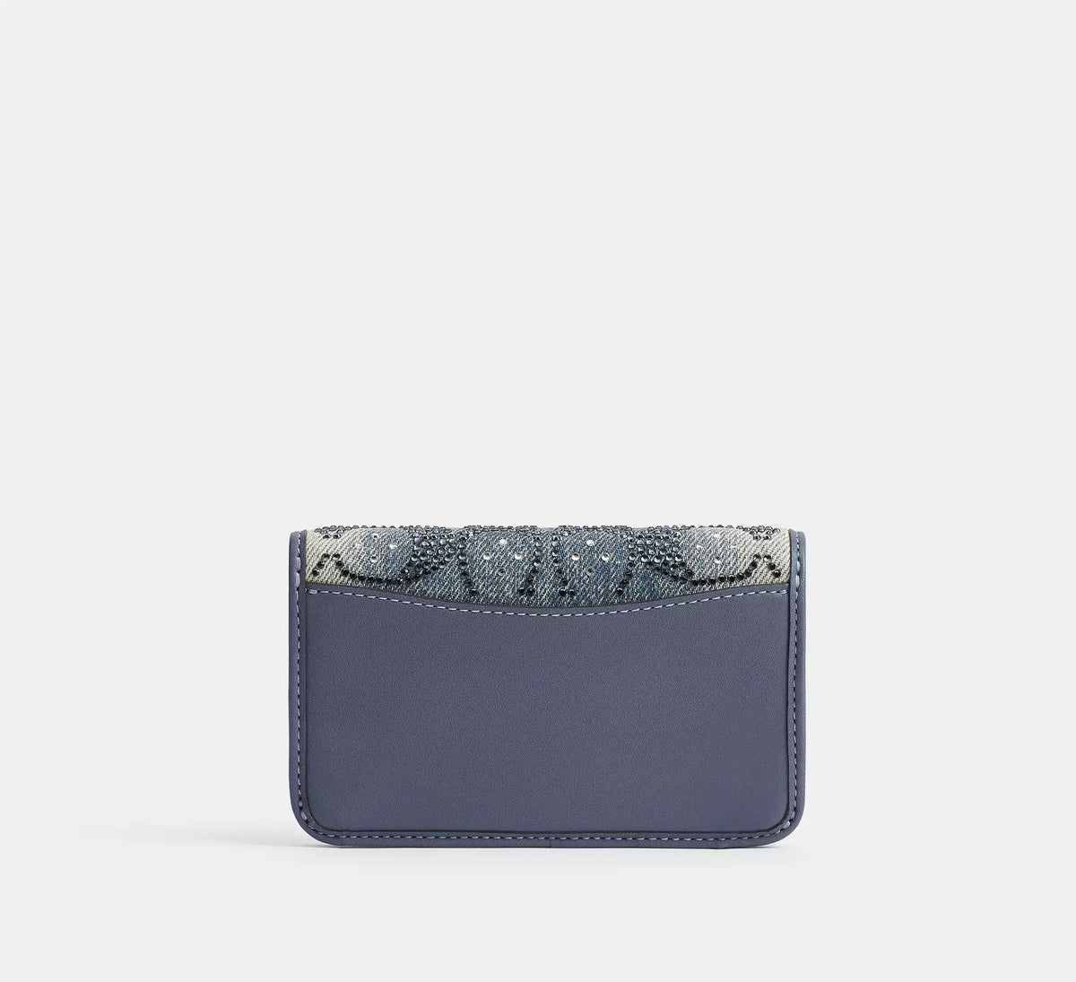 Coach Essential Slim Card Case In Regenerative Cotton Denim With Crystal Signature  - Brass/Denim