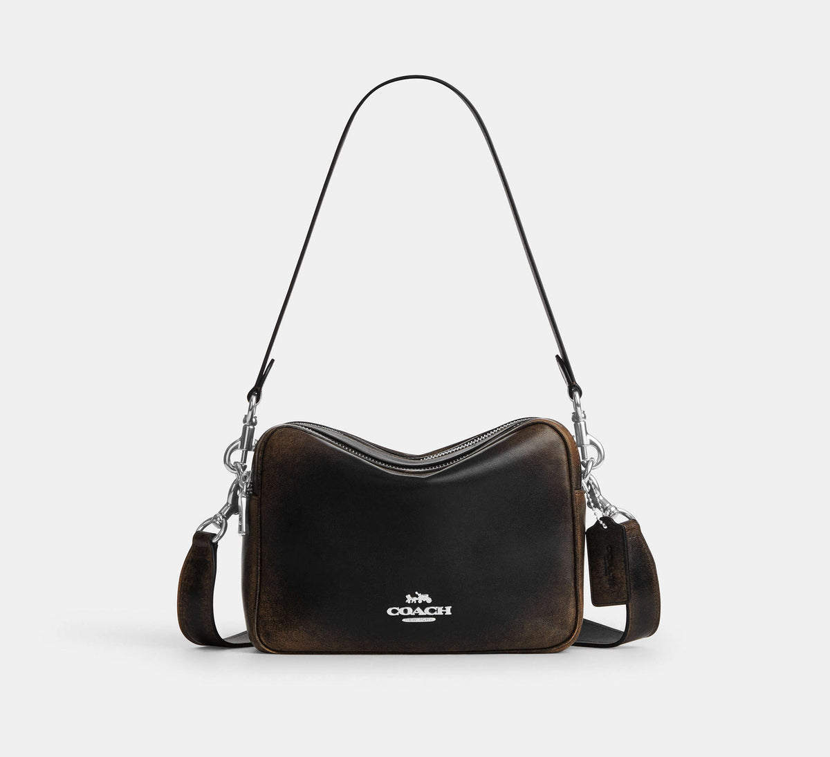 Coach Carey Crossbody Bag In Loved Leather  - Silver/Black Brown