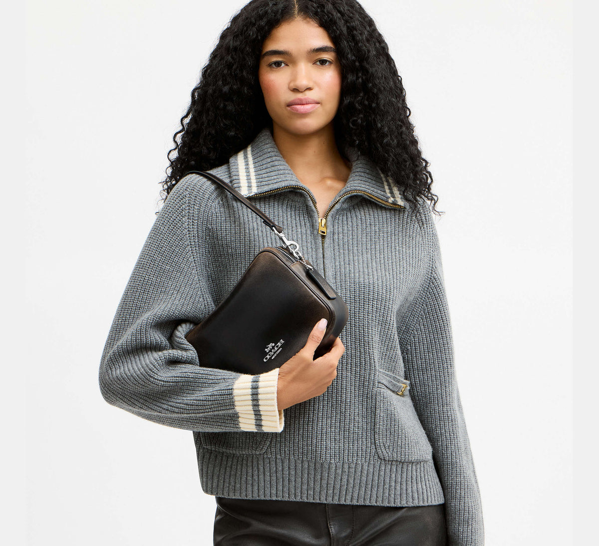 Coach Carey Crossbody Bag In Loved Leather  - Silver/Black Brown