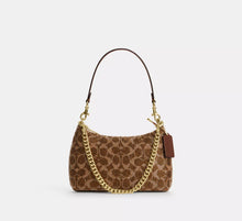 Coach Teri Shoulder Bag In Signature Beaded Satin  -  Gold/Tan