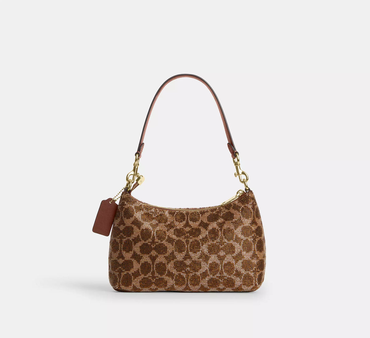 Coach Teri Shoulder Bag In Signature Beaded Satin  -  Gold/Tan