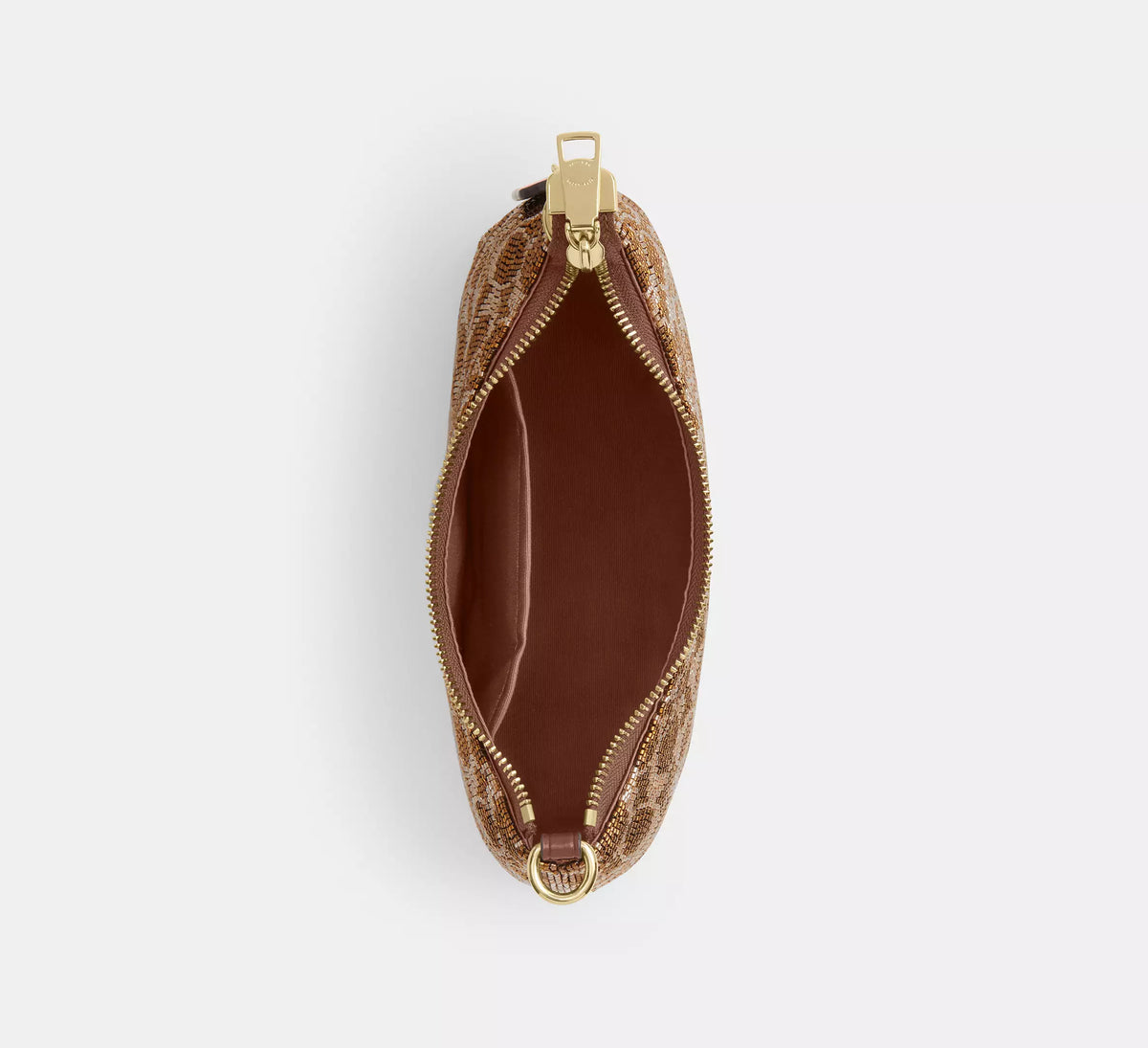 Coach Teri Shoulder Bag In Signature Beaded Satin  -  Gold/Tan