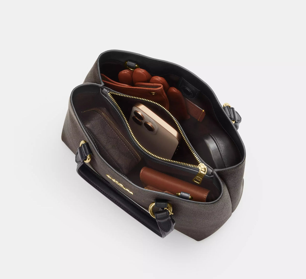 Coach Station Carryall Bag In Signature  -  Gold/Walnut/Black - Hemen Teslim