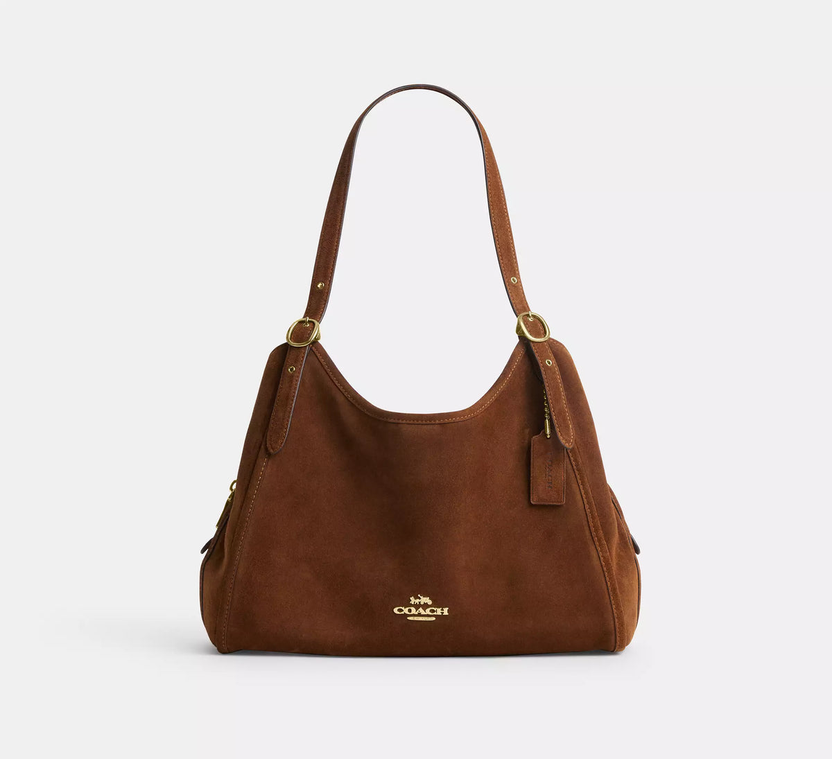 Coach Erin Shoulder Bag  -  suede/Gold/Warm Brown