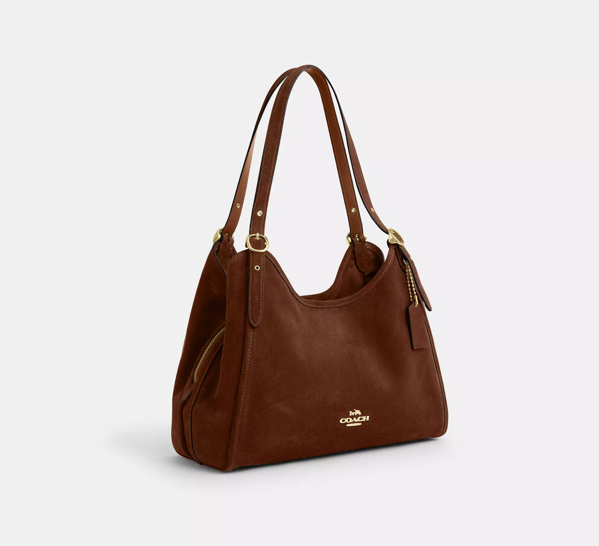 Coach Erin Shoulder Bag  -  suede/Gold/Warm Brown