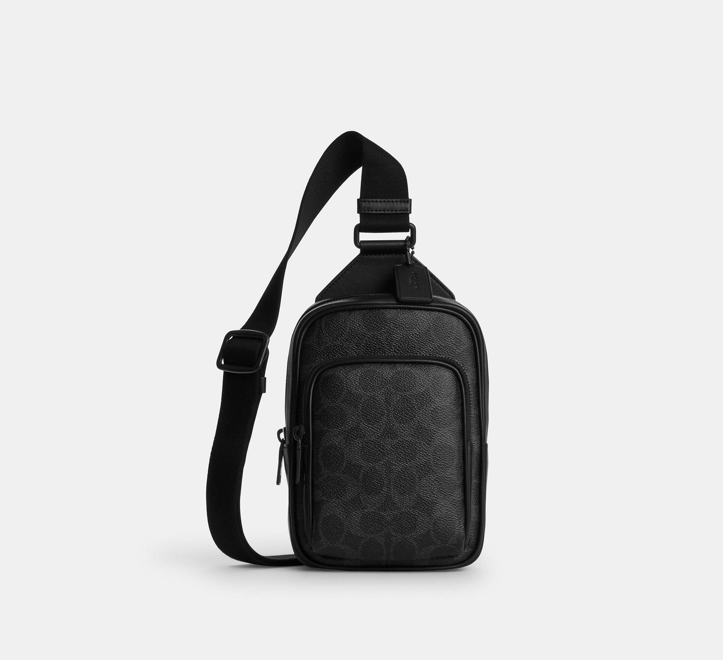 Coach Racer Sling Pack In Signature - Matte Black/Black Signature ...