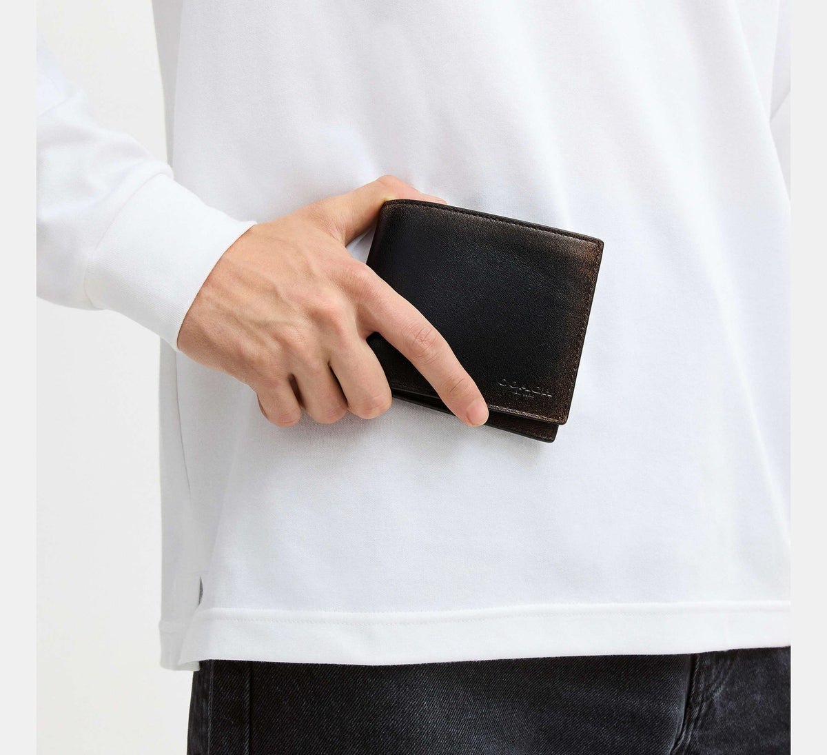 Coach 3-In-1 Wallet In Loved Leather - Black Brown