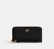 Coach Long Zip Around Wallet In Signature Leather  - Gold/Black