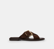 Coach Crisscross Buckle Sandal  -  Chocolate Brown