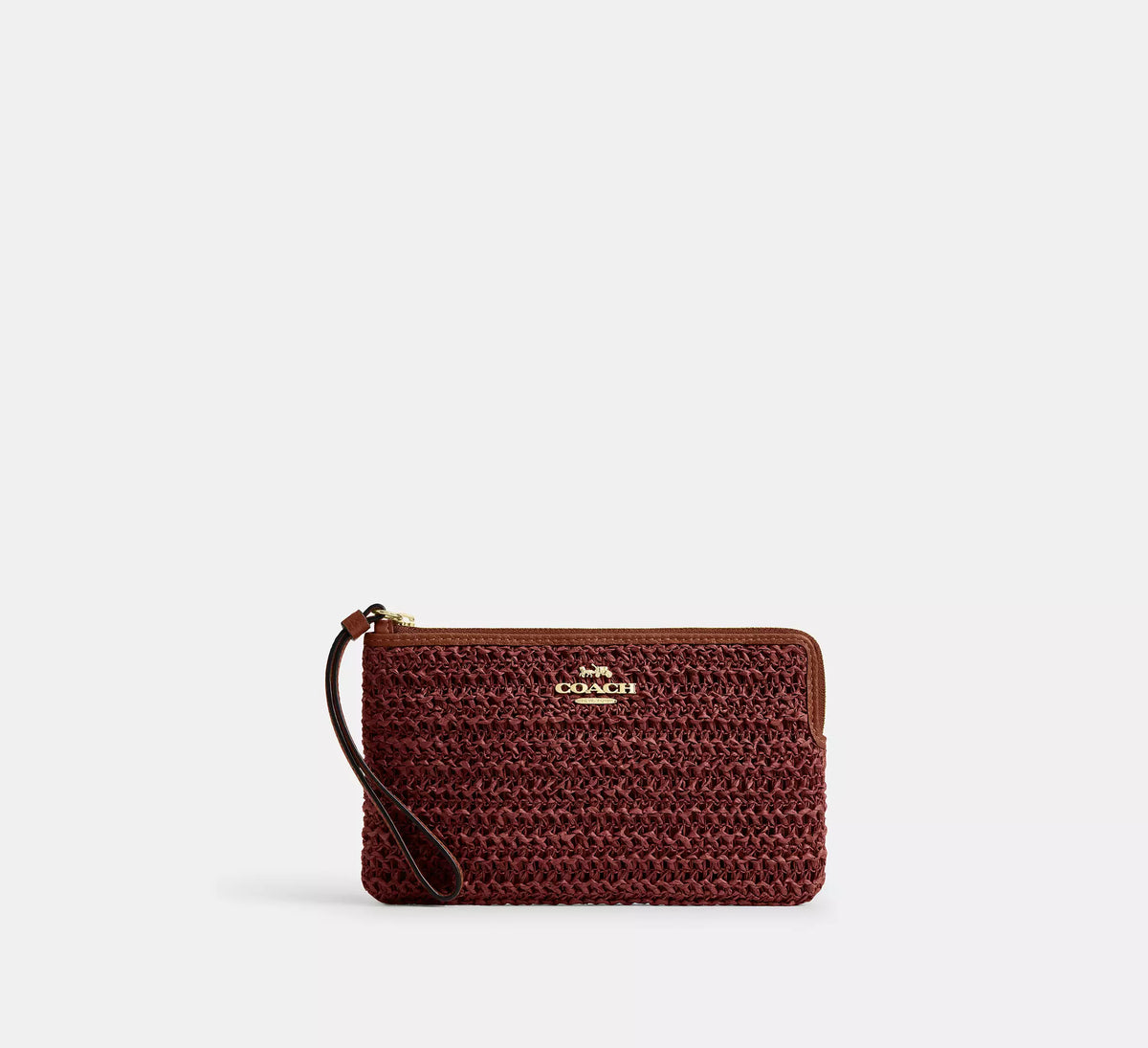 Coach Large Corner Zip Wristlet - straw/Gold/Russet – Kanadadan Kapına
