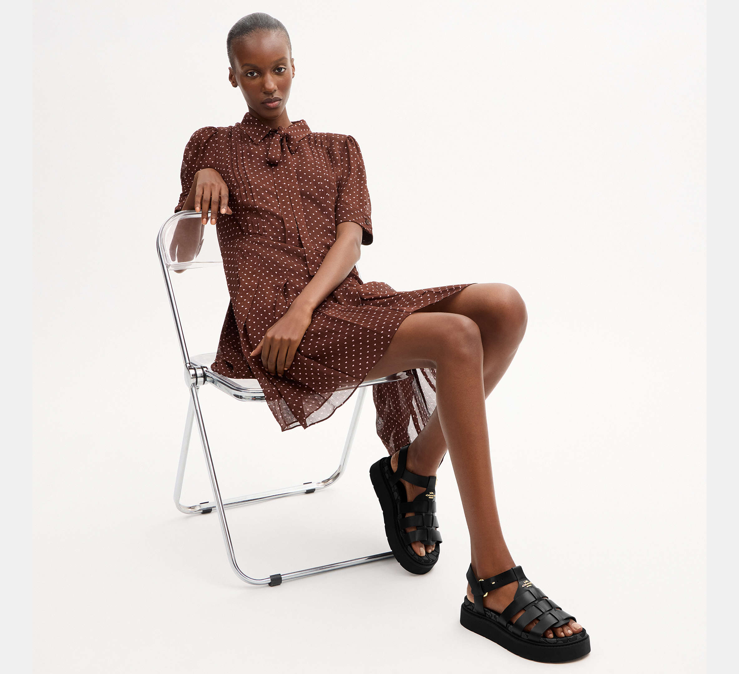 Coach Lucy Lug Sole Sandal In Signature Jacquard -   Black/Smoke