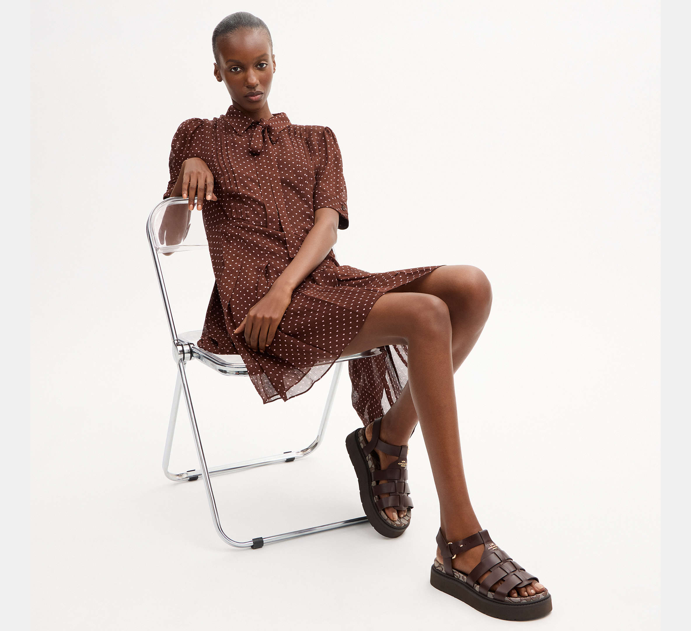 Coach Lucy Lug Sole Sandal In Signature Jacquard  -   Maple/Oak