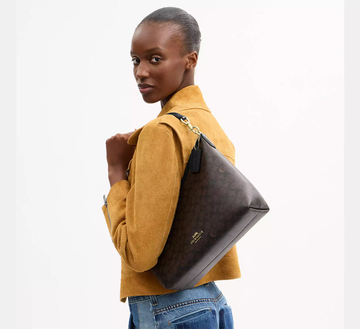 Coach Laurel Shoulder Bag In Signature - Gold/Walnut/Black