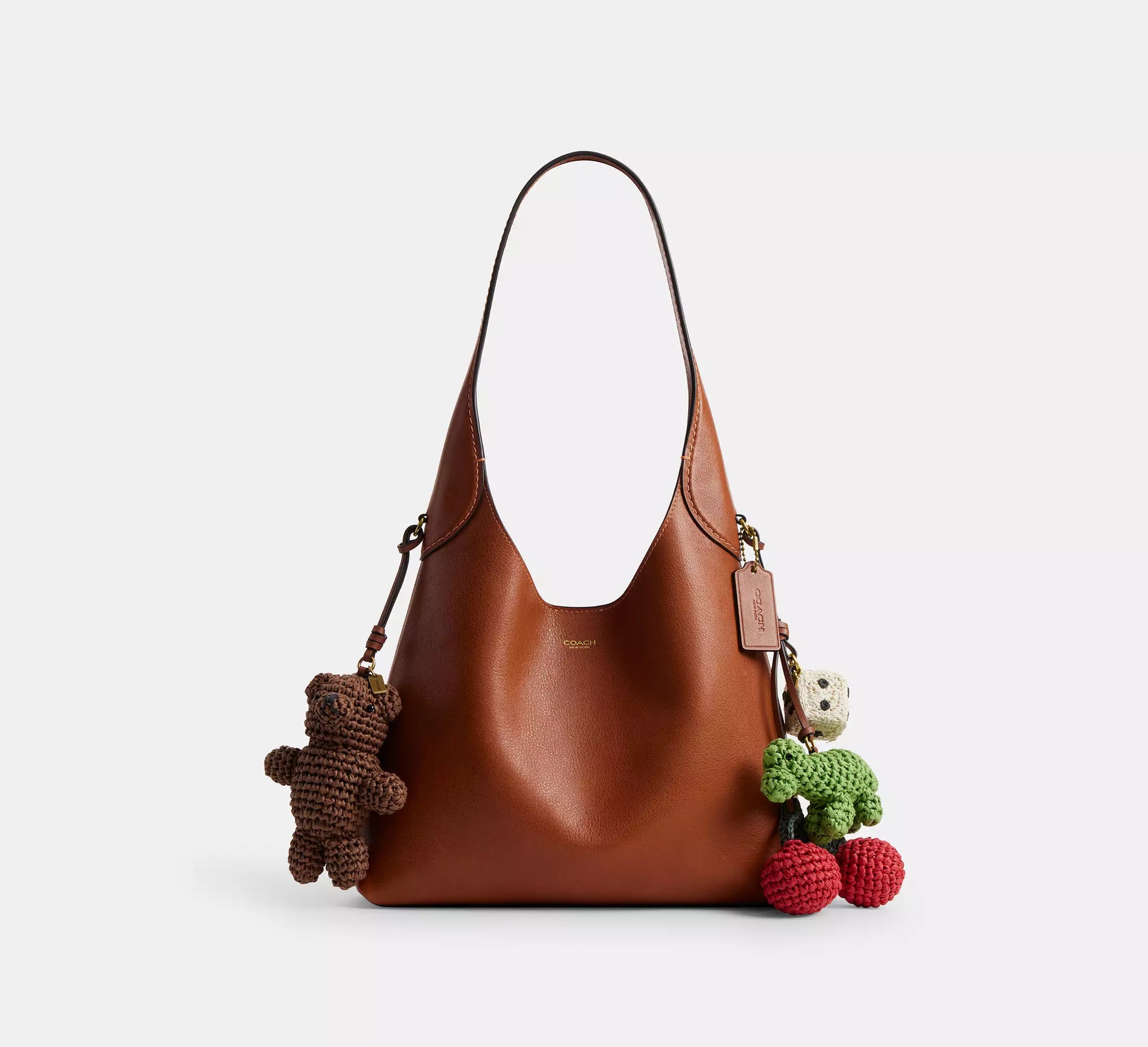 COACH ハンドバッグ ブラウン y2k グランジ Coach Brooklyn Shoulder Bag 28 With Charms - Brass/Amber Brown