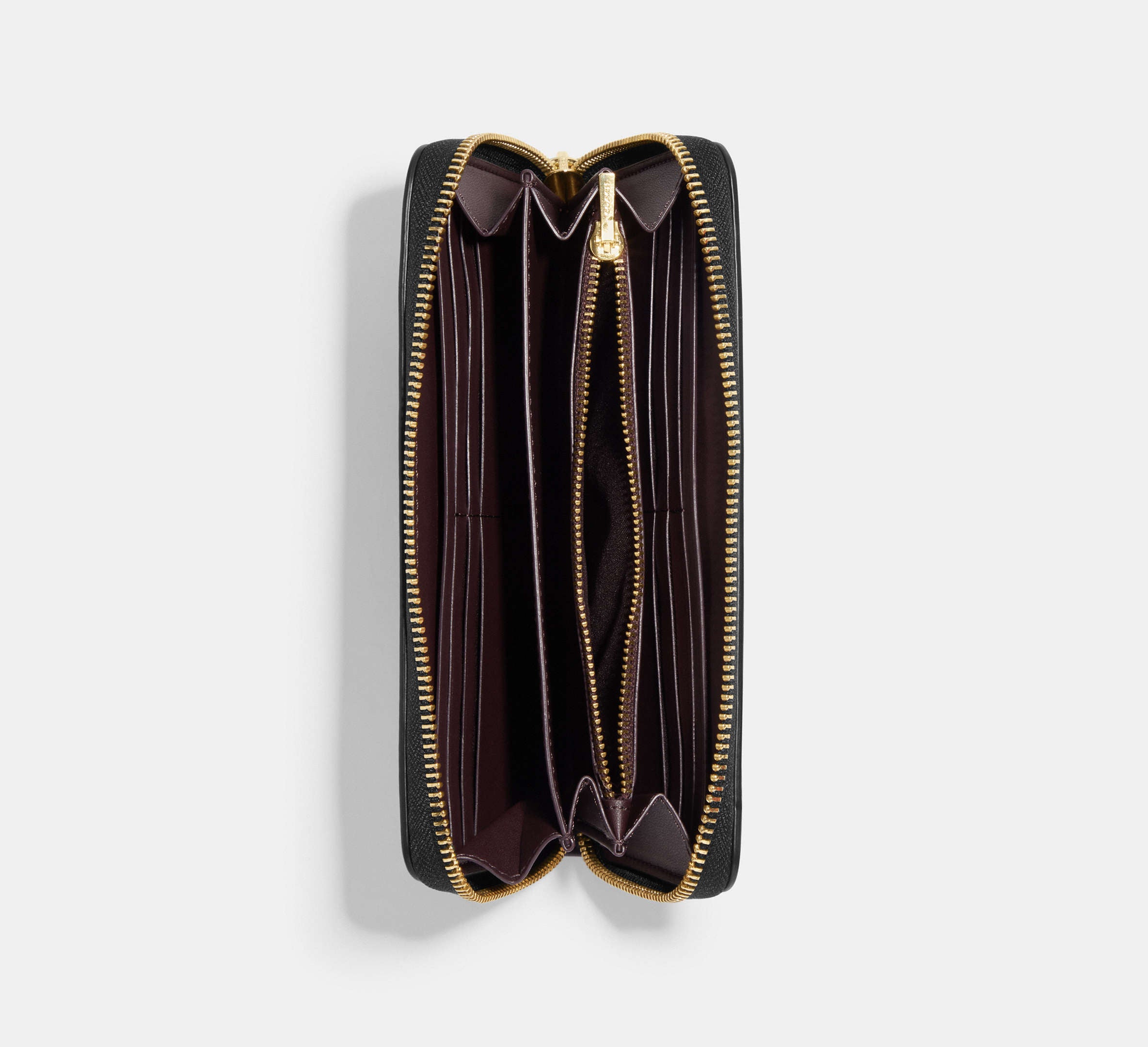 Coach Boxed Long Zip Around Wallet In Signature Leather -  Gold/Black