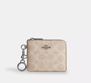 Coach Small Corner Zip Wallet In Signature -  Silver/Sand/Taupe