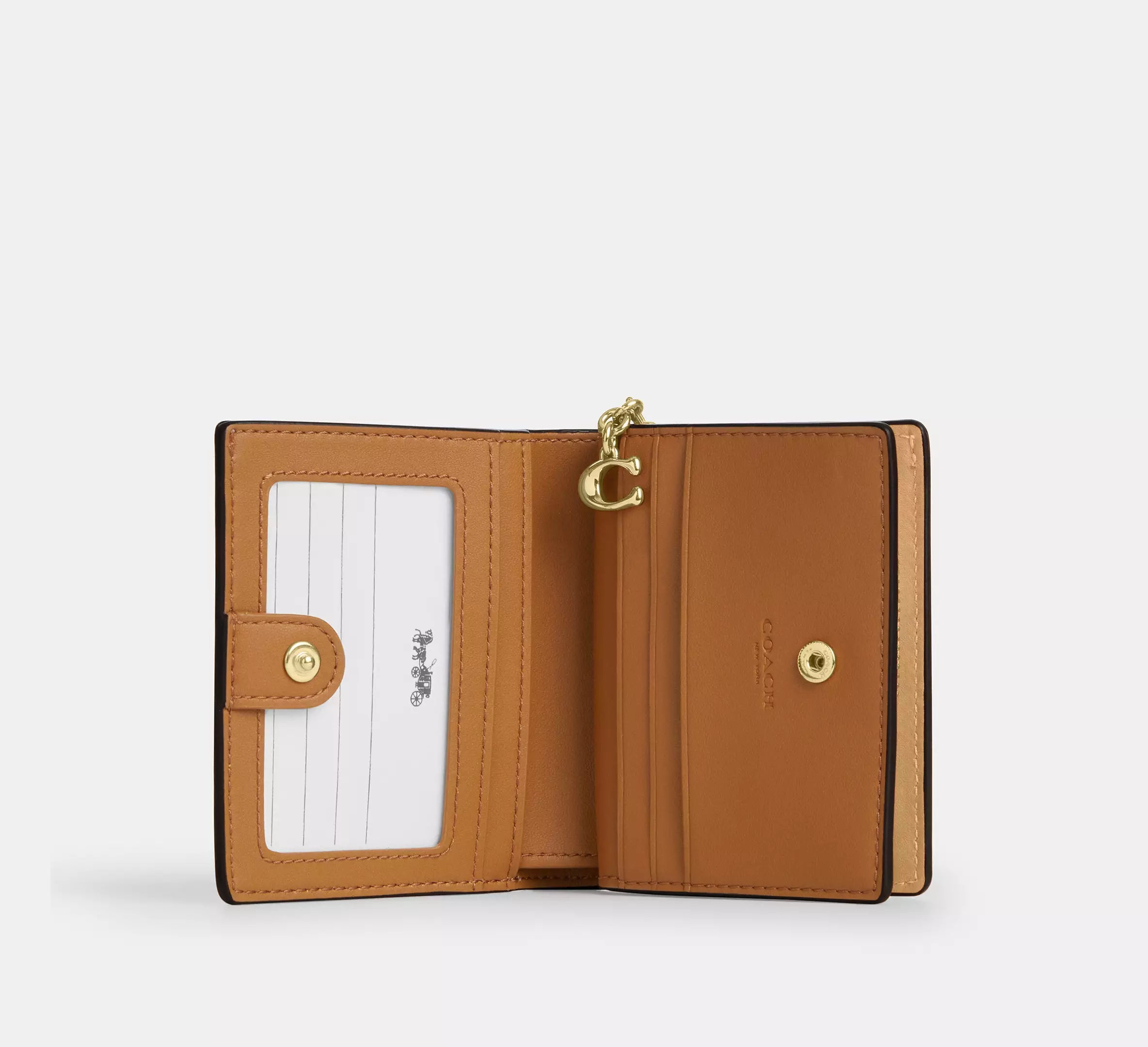 Coach Snap Wallet With Floral Print - Gold/Pink Multi
