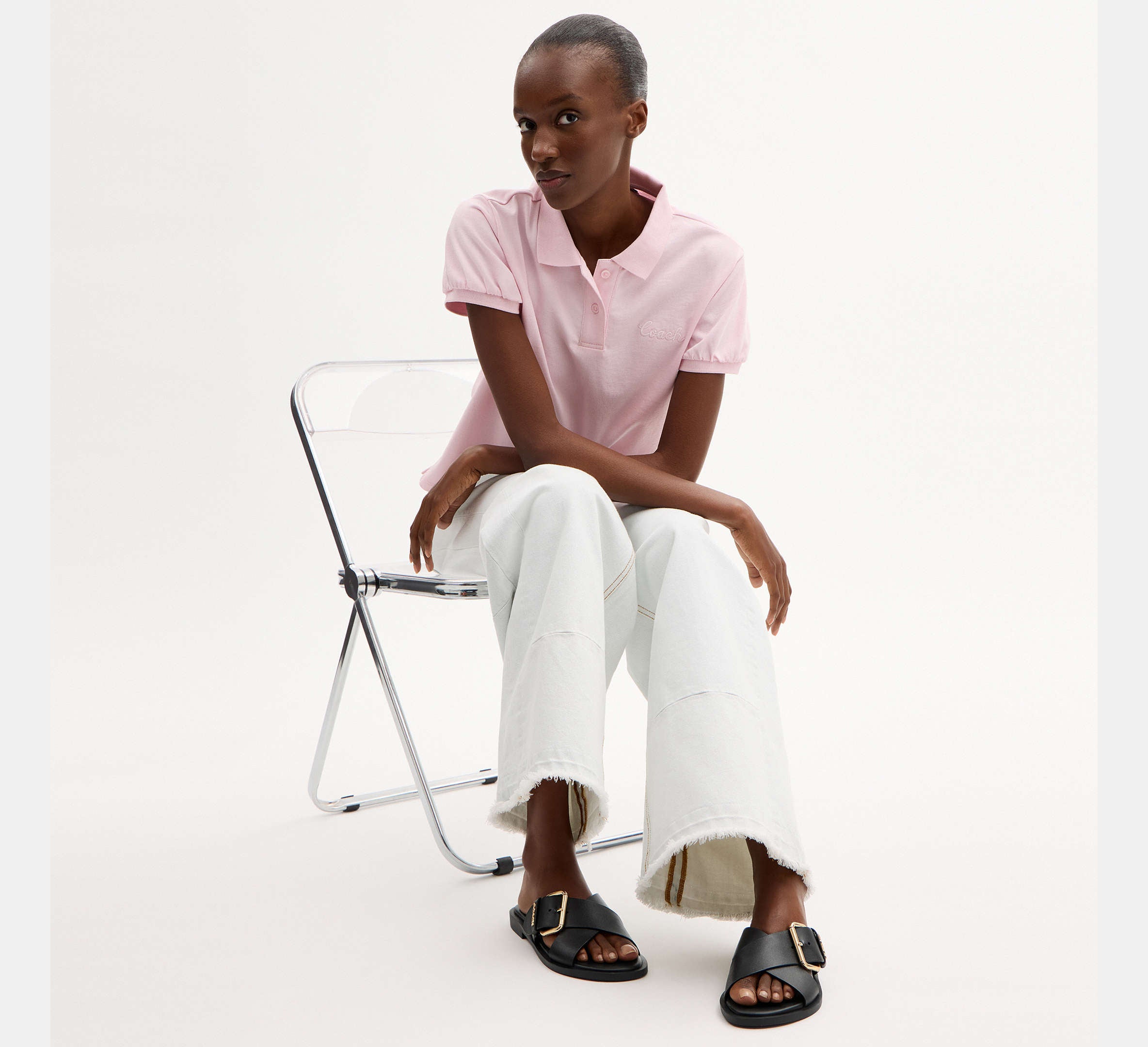 Coach Crisscross Buckle Sandal  -   Black