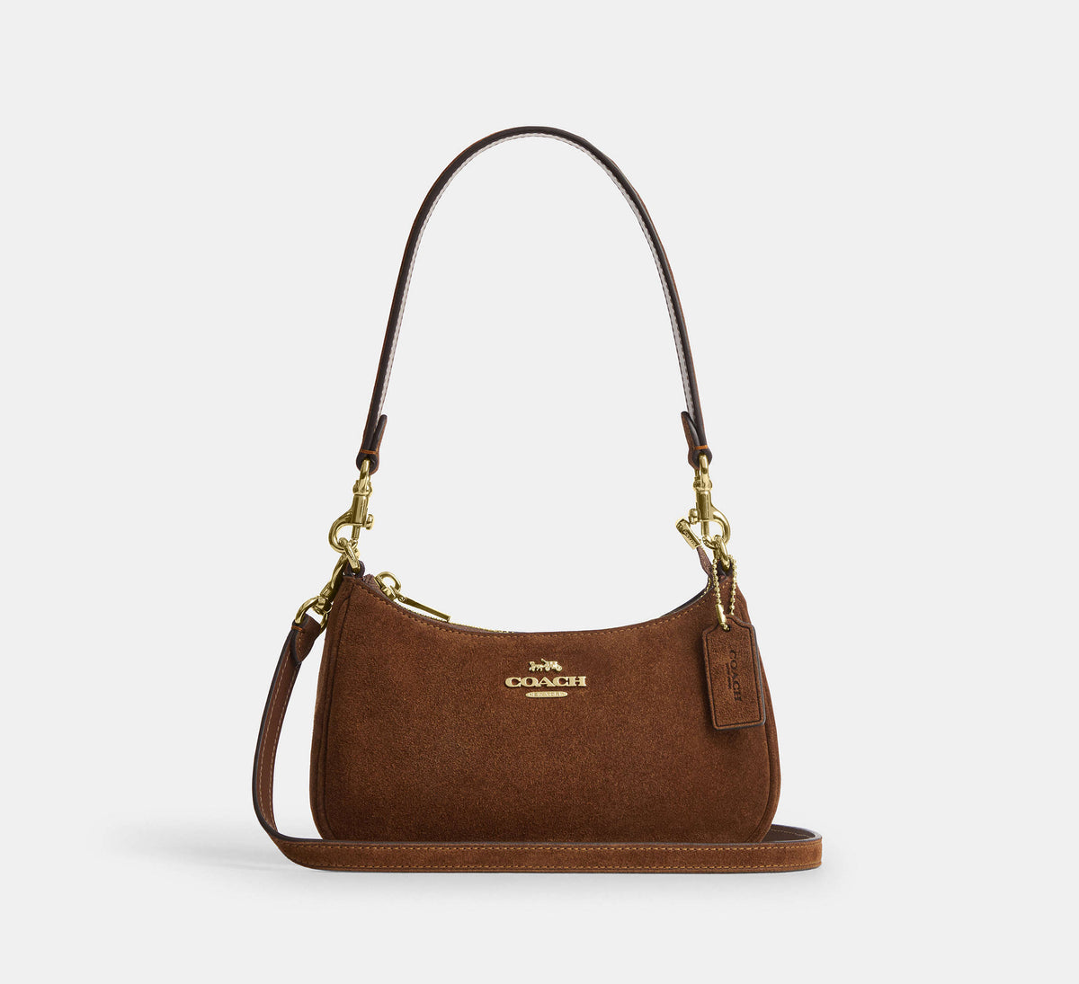 Coach Teri Mini Crossbody Bag  -  Suede/Gold/Warm Brown