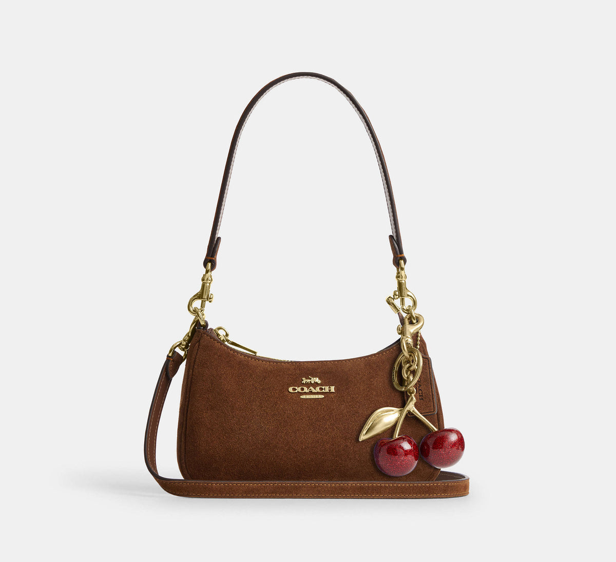 Coach Teri Mini Crossbody Bag  -  Suede/Gold/Warm Brown