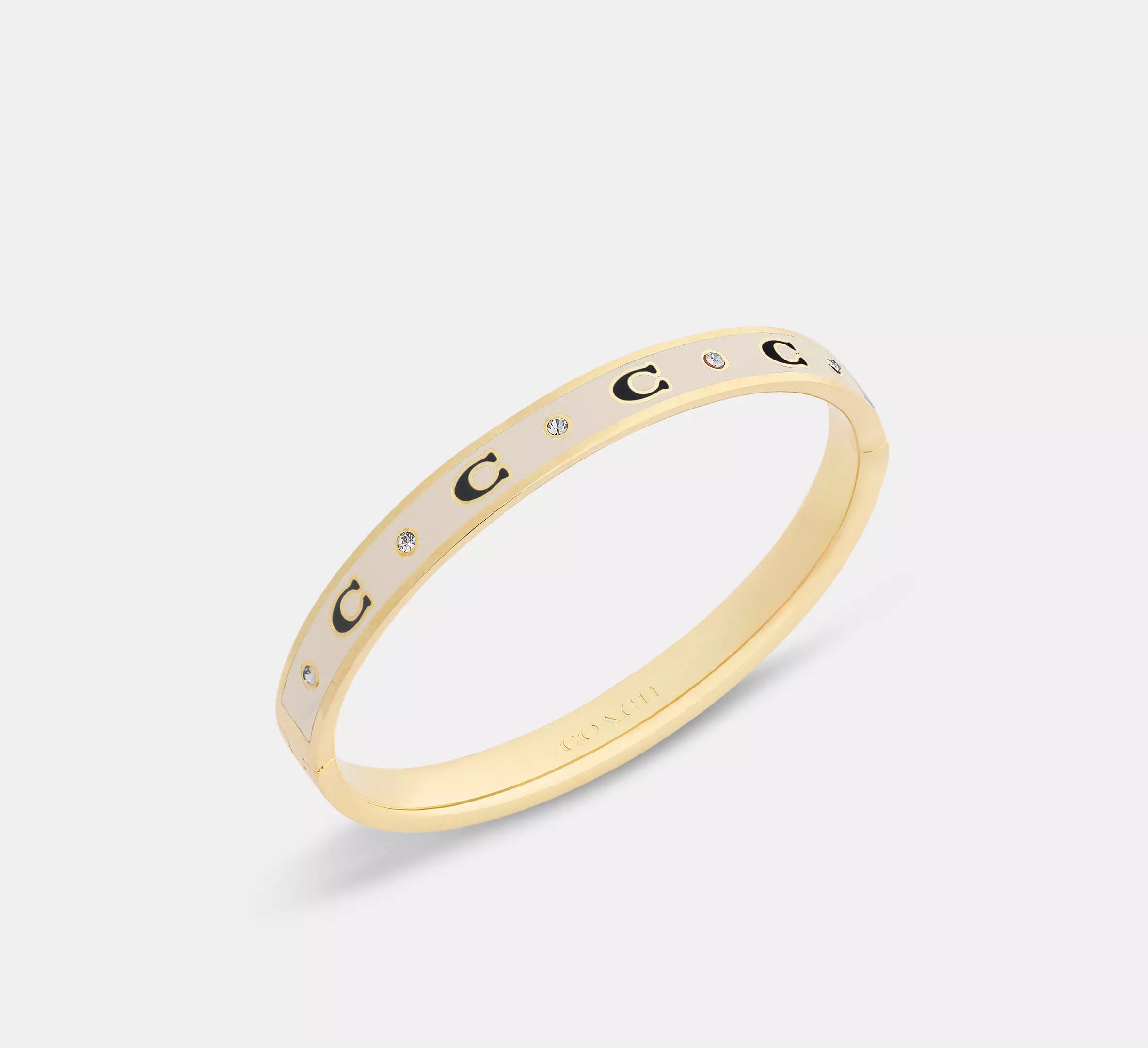 Coach Repeated C Hinged Bangle  -  Gold/Chalk