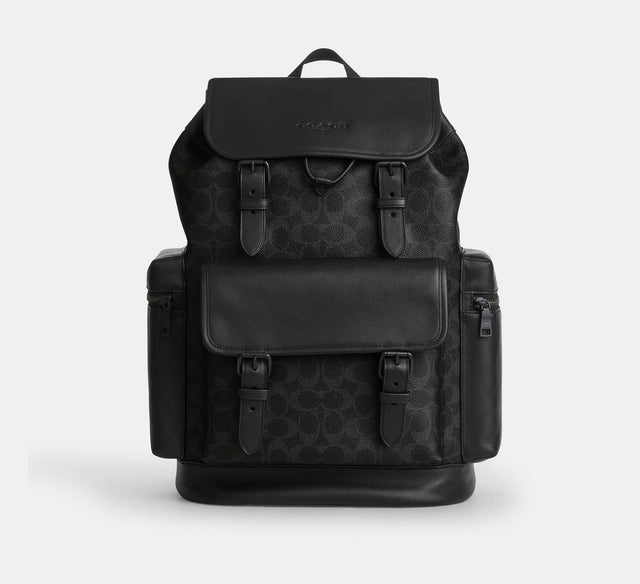 Coach Sprint Backpack In Signature  - Matte Black/Black Signature