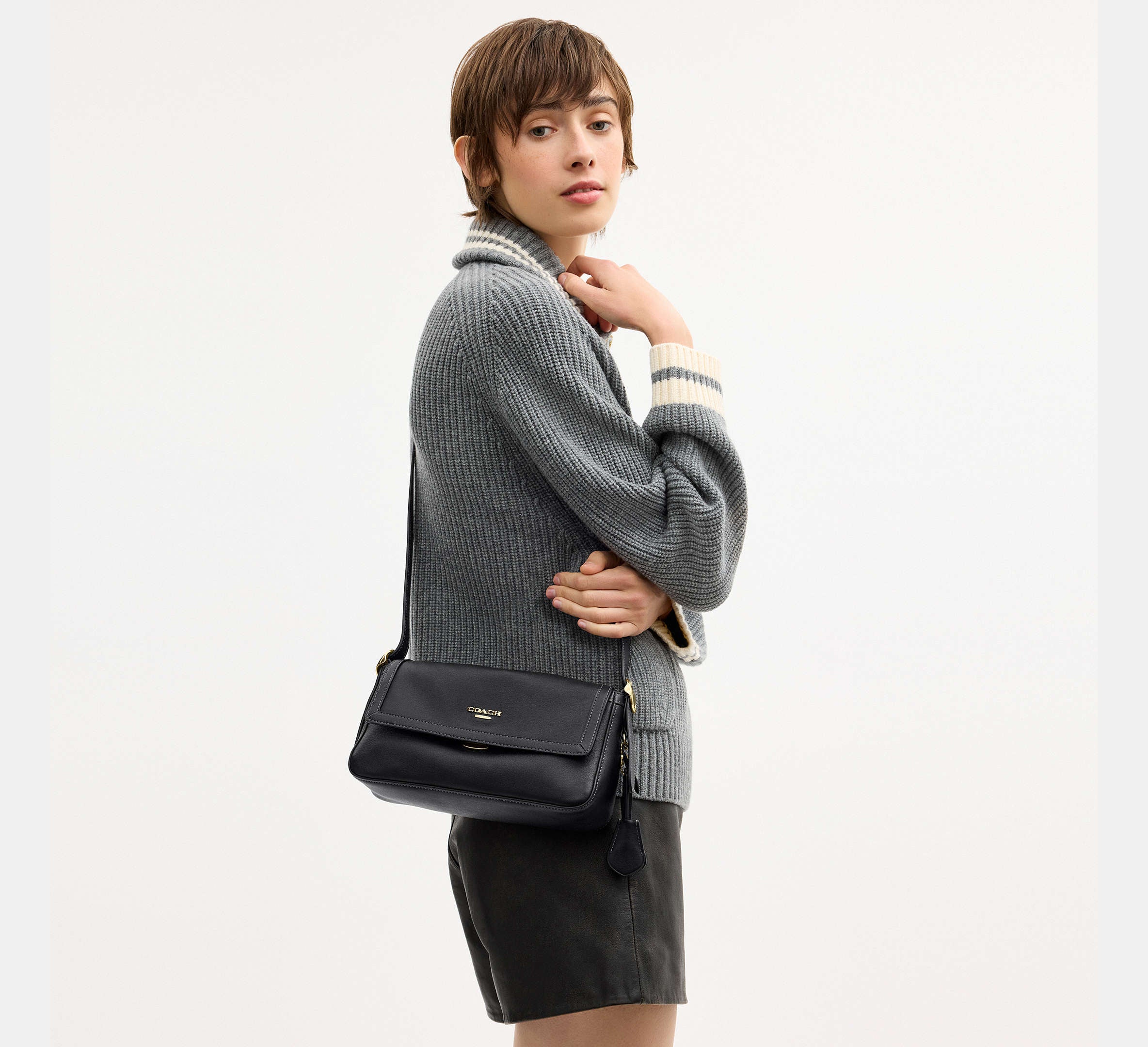 Coach Etta Small Flap Shoulder Bag  - Gold/Black