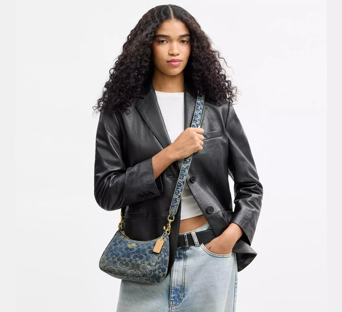 Coach Teri Shoulder Bag In Signature Regenerative Cotton Denim  -  denim/Gold/Denim