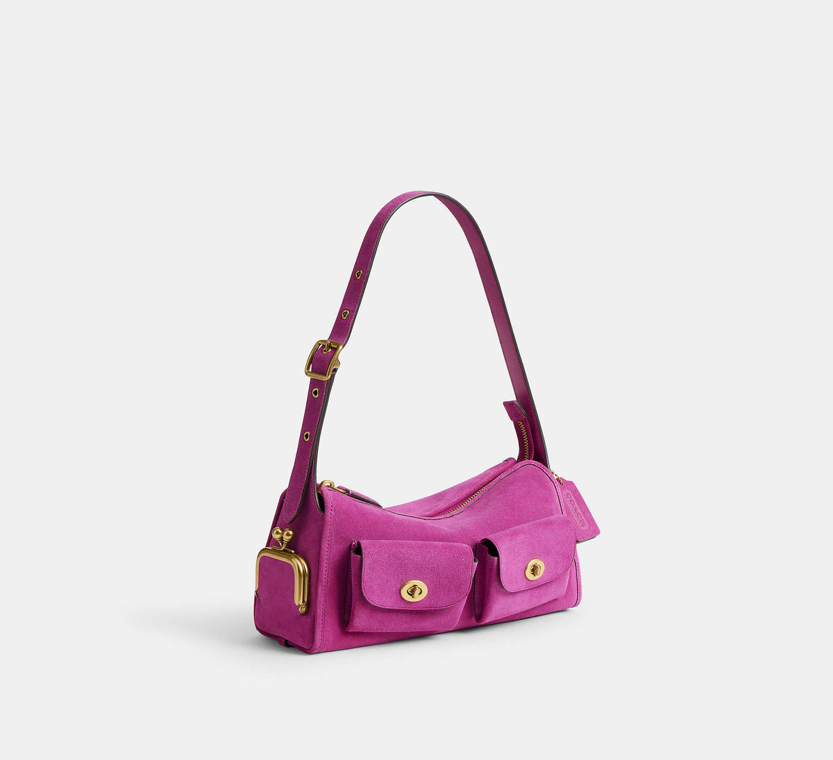 Coach Turnlock Haversack Bag 27  -   suede/Brass/Magenta