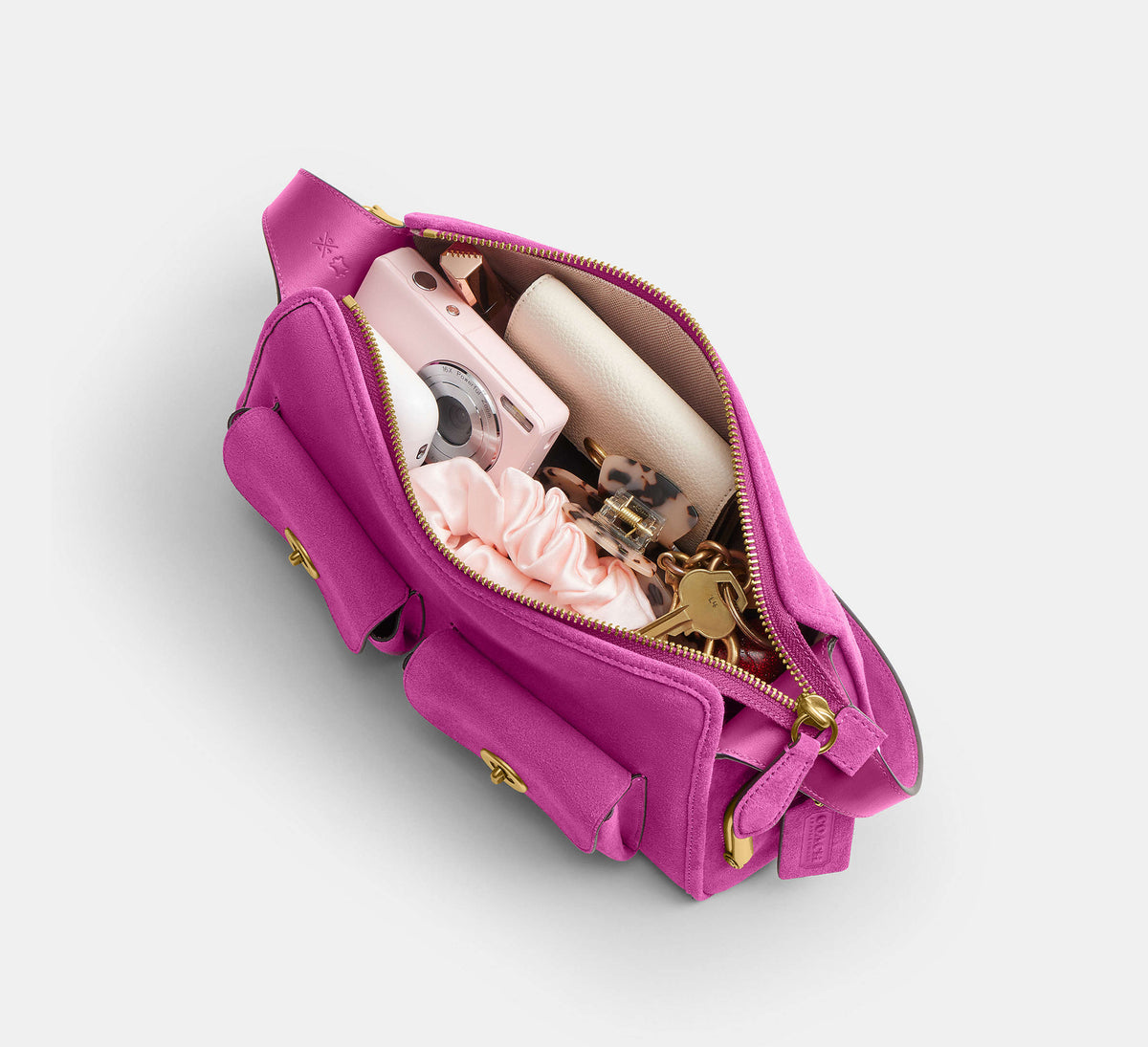 Coach Turnlock Haversack Bag 27  -   suede/Brass/Magenta