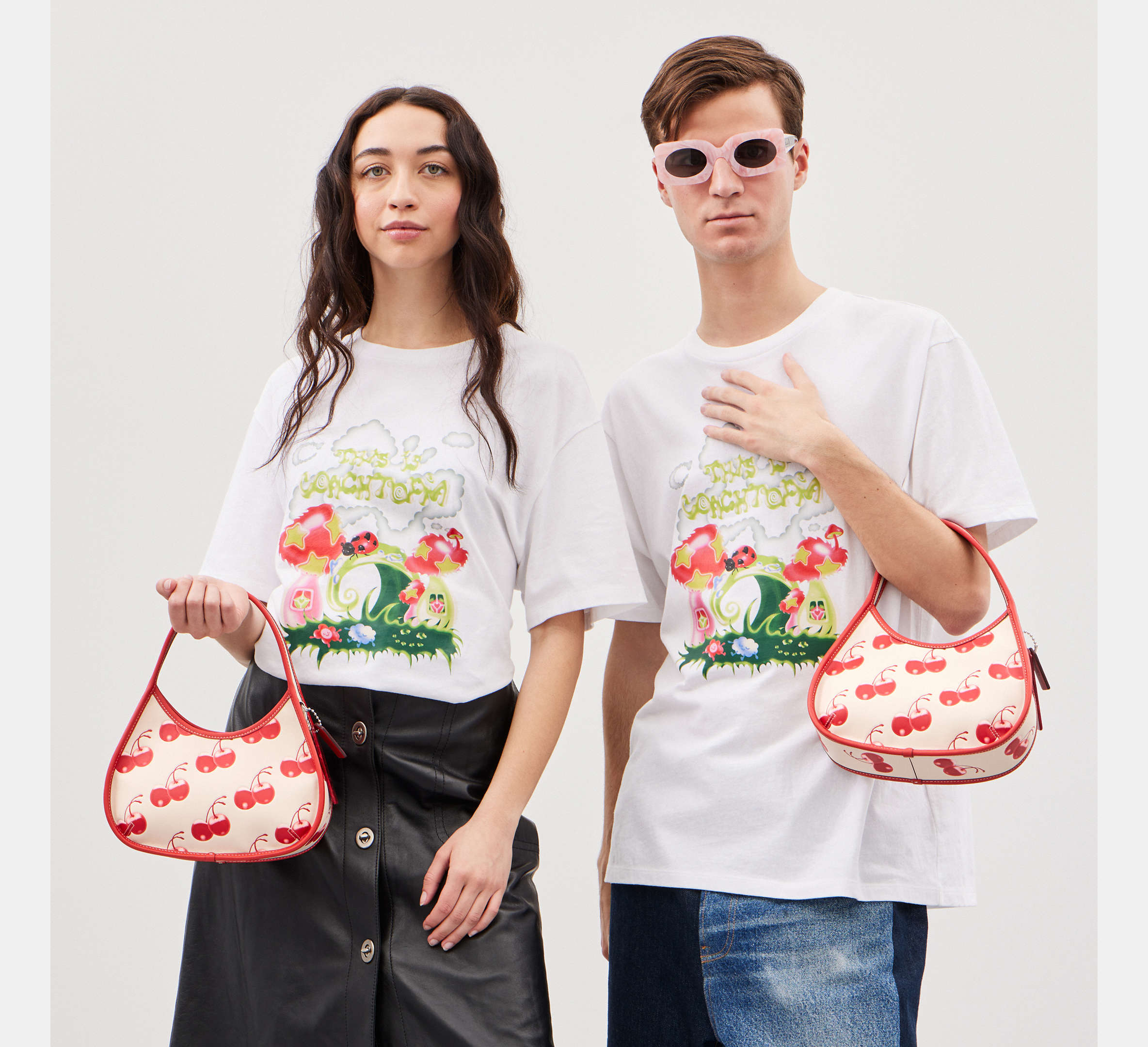 Coach Ergo Bag In Coachtopia Leather With Cherry Print - Cloud Multi