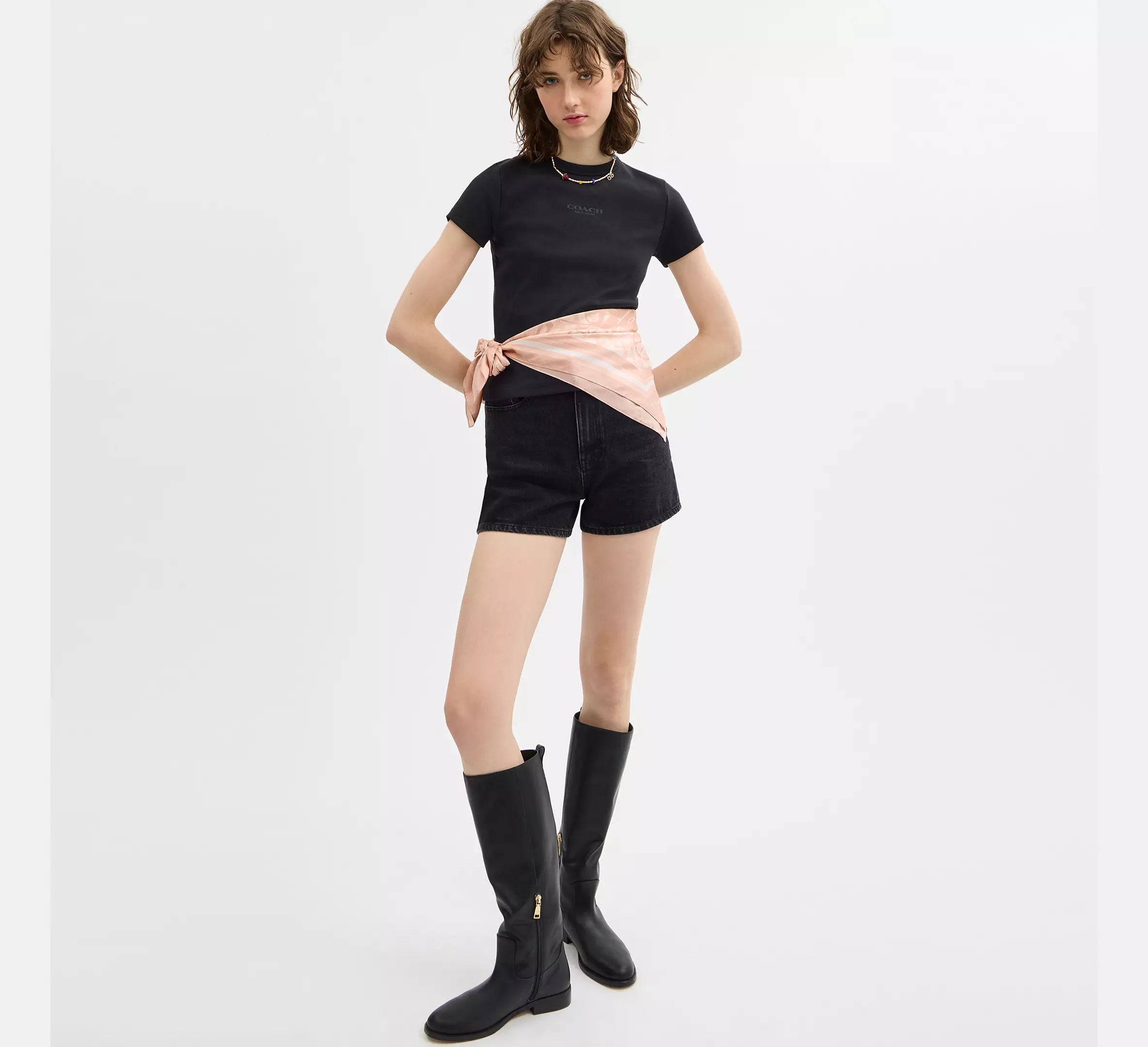 Coach Signature Horse And Carriage Silk Square Scarf - Nude