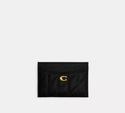 Coach Essential Card Case With Pillow Quilting  - Brass/Black