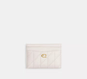 Coach Essential Card Case With Pillow Quilting  - Brass/Chalk