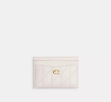 Coach Essential Card Case With Pillow Quilting  - Brass/Chalk