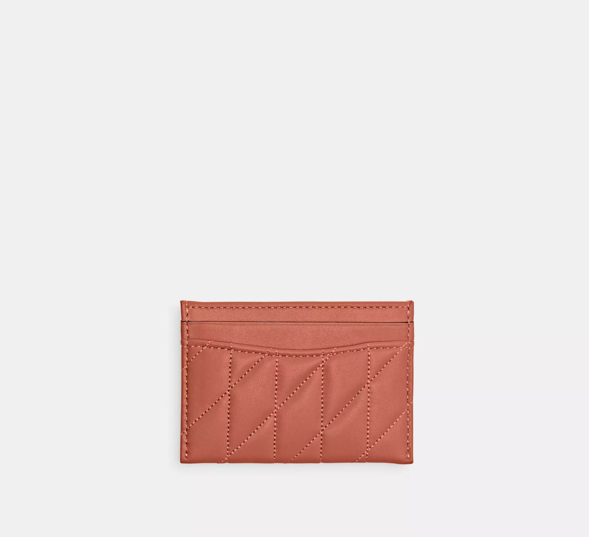 Coach Essential Card Case With Pillow Quilting  - Brass/Dark Peach