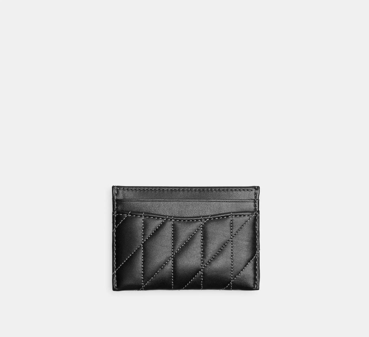 Coach Essential Card Case With Pillow Quilting  - Pewter/Black