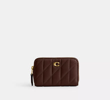 Coach Essential Small Zip Around Card Case With Pillow Quilting  - Brass/Maple