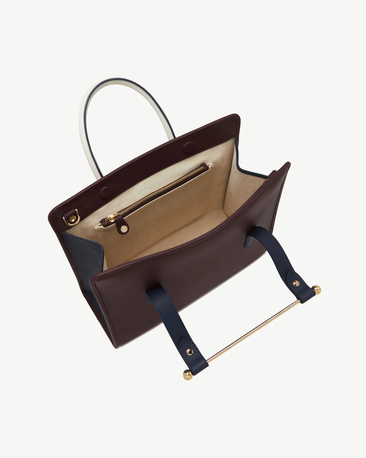 Strathberry Midi Tote  - Burgundy/Navy/Vanilla